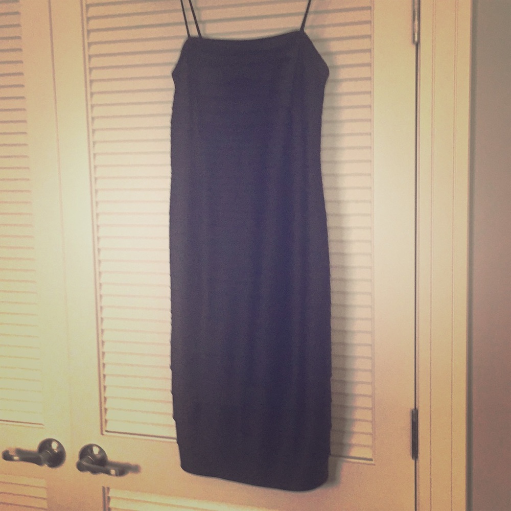 Black satin midi dress